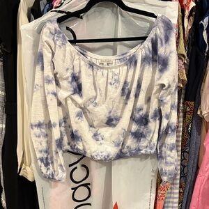 Z Supply Blue and White Tie-Dye Blouse